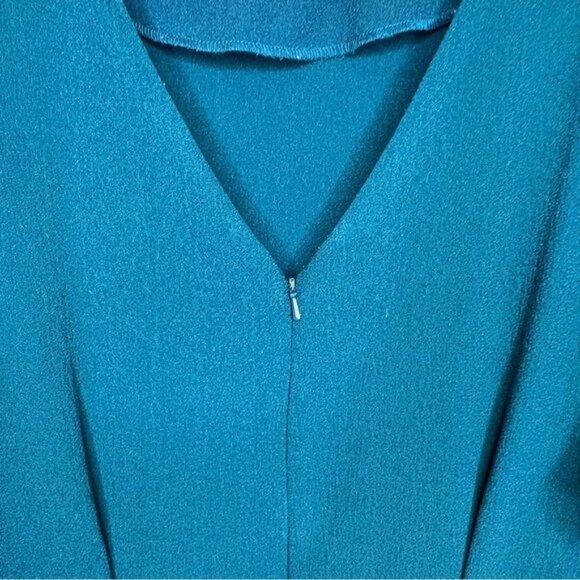 ASOS Teal Green Wiggle Midi Dress Size 12 Short Sleeves Front Slit - Picture 6 of 8